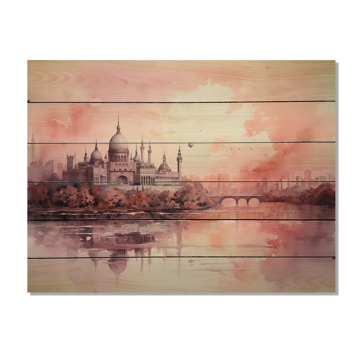 Castles Print on Natural Pine Wood G654705