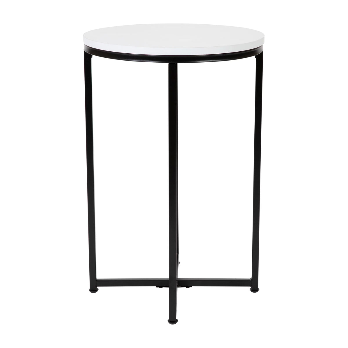 Modern End Table with Black Metal Frame and White Laminate Top L90837