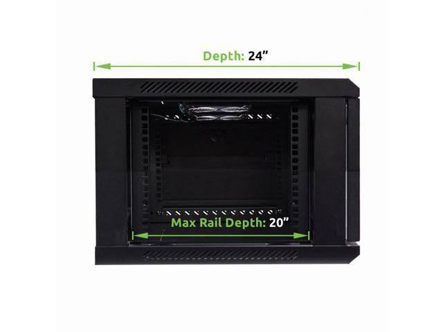 6U Wallmount Cabinet Enclosure 19-inch Server Network Rack with Locking Glass Door Black I697324