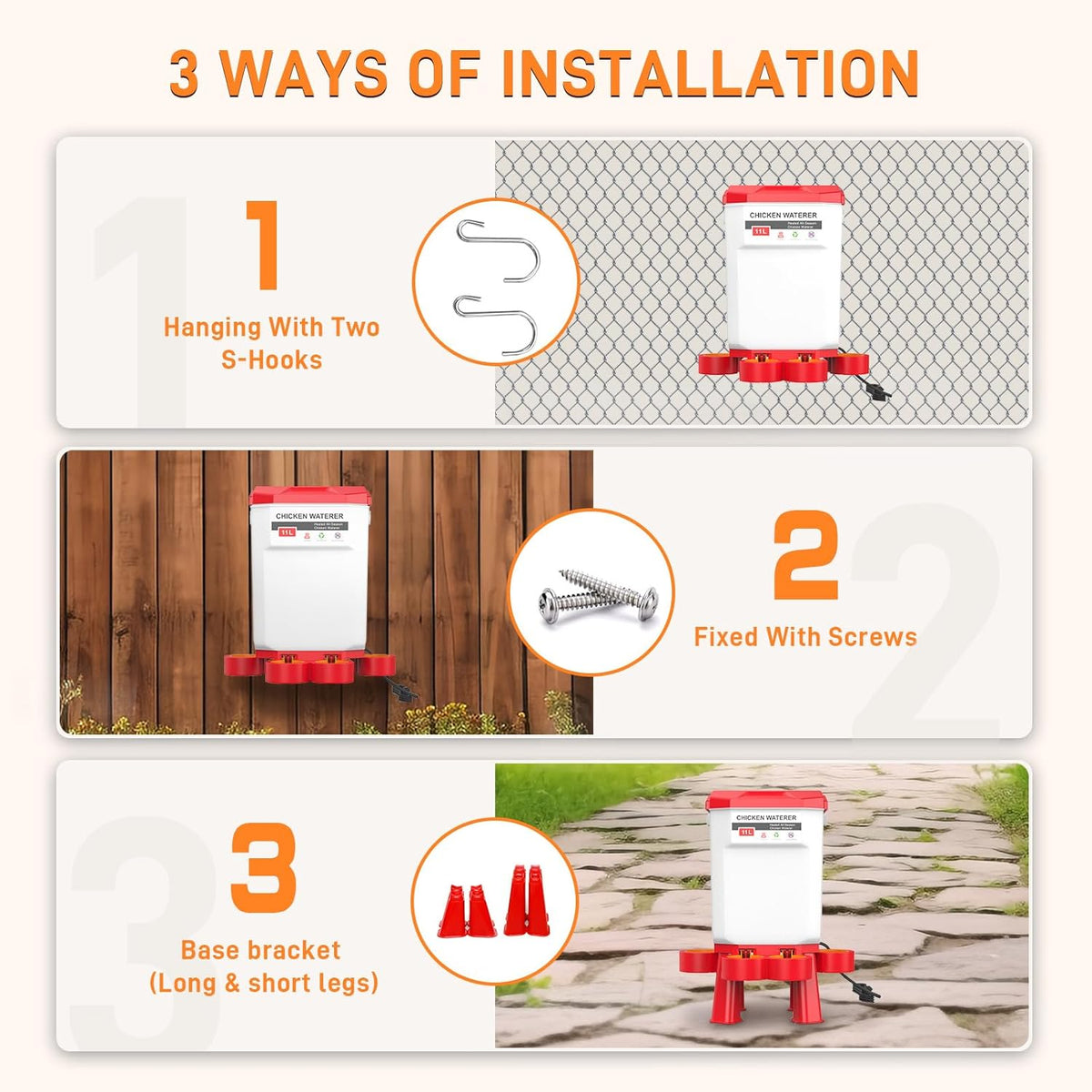 Heated 11L Plastic Poultry Chicken Waterer D478147