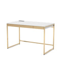 White and Copper Plating 2-Drawer Writing Desk J268508