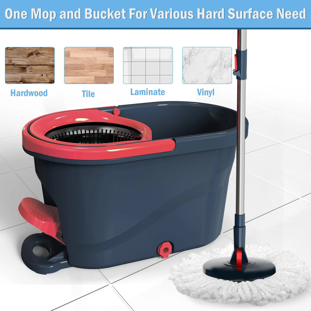 Green Spin Mop and Bucket with Wringer Set E911