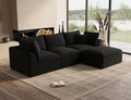 110" Warm White L-Shape Sectional Sofa with Ottoman E6622