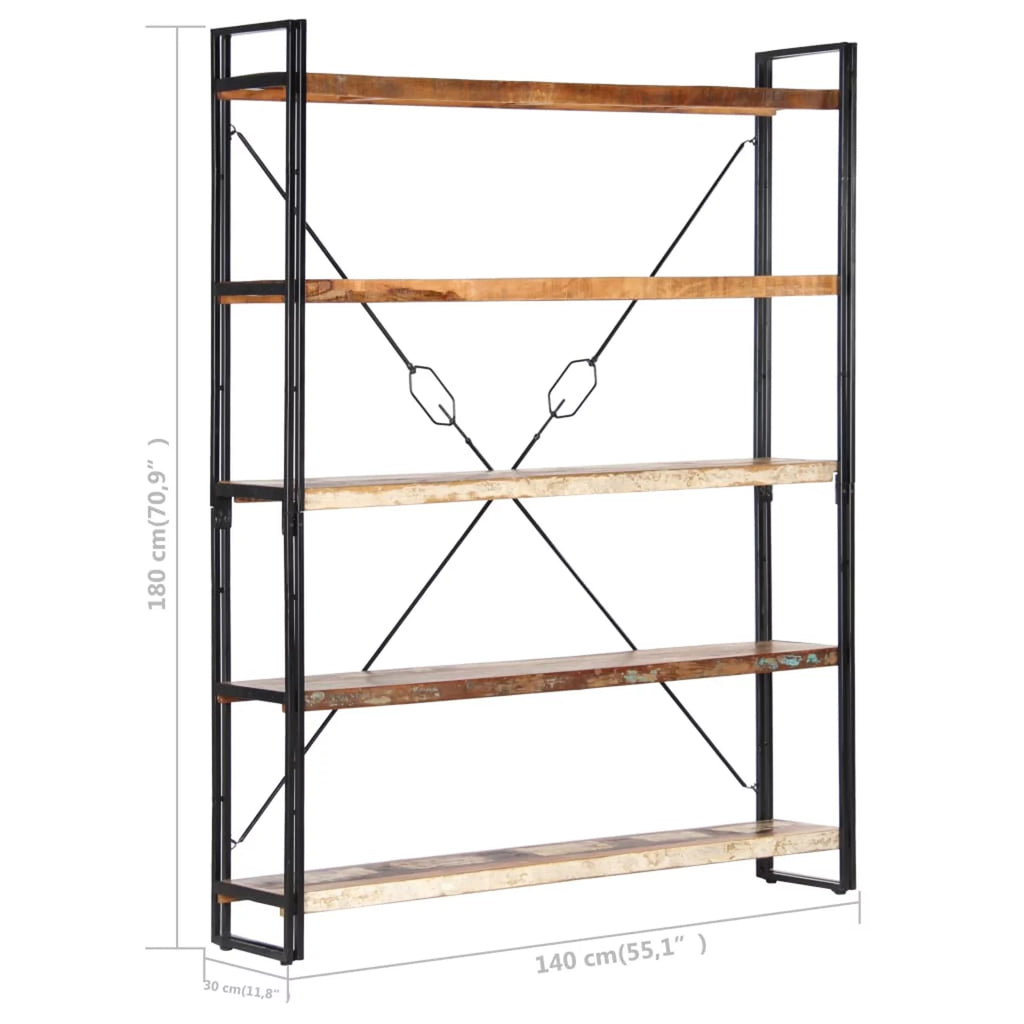 5-Tier Solid Reclaimed Wood Bookcase D416