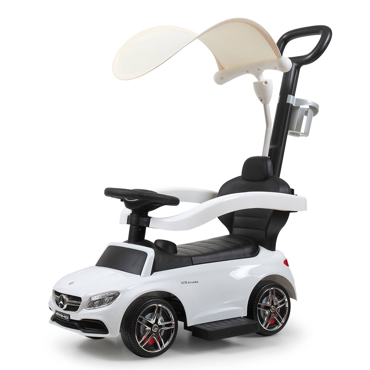 White Toddler Push Car with Canopy L712