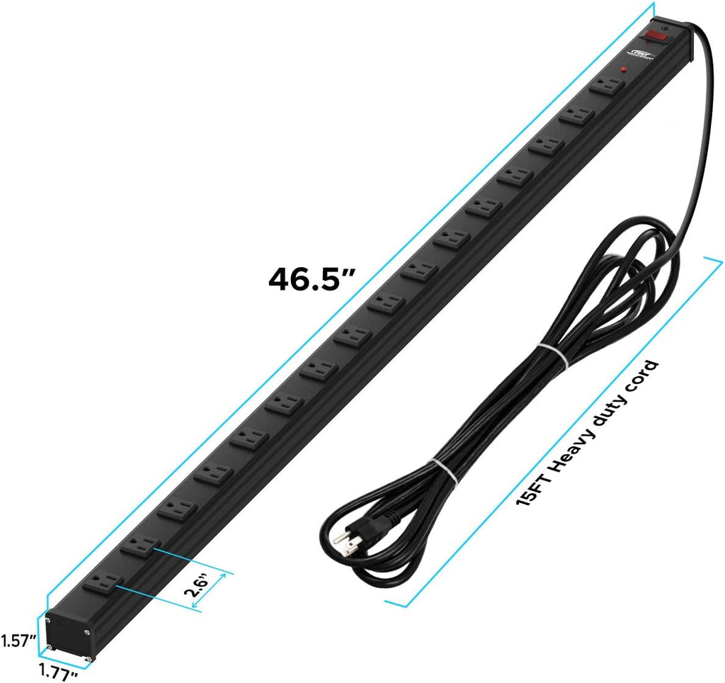 16-Outlet Surge Protector Power Strip with Circuit Breaker, 15 Feet, Pack of 2 U271
