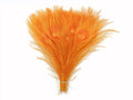 100 Pieces Orange Bleached and Dyed Peacock Tail Eye Feathers J8519