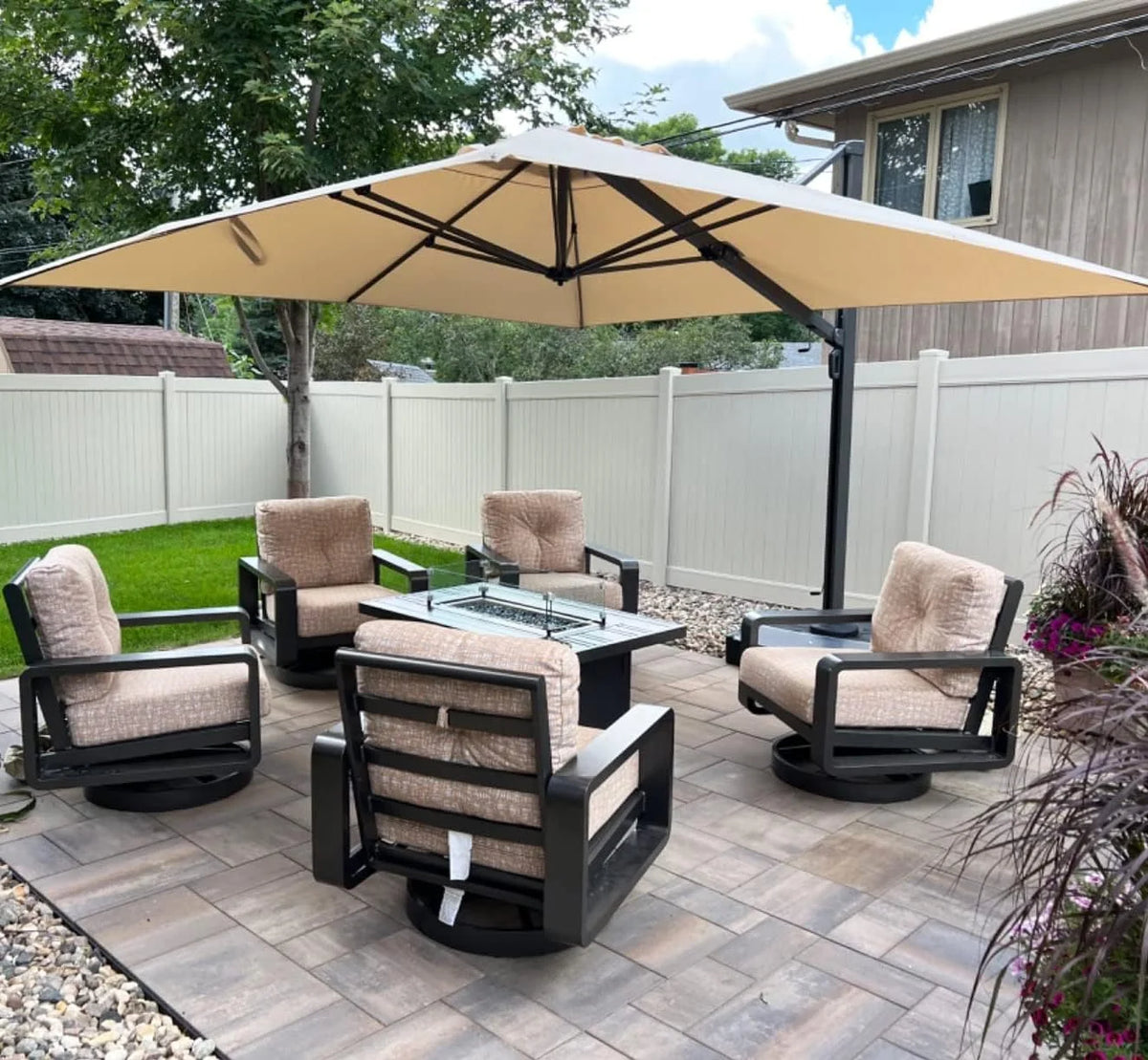 10' X 13' Rectangle Aluminum Cantilever Patio Umbrella with 360-degree Rotation M6439
