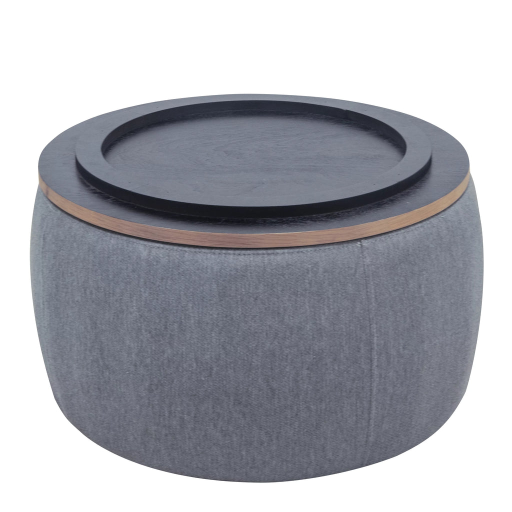 Dark Gray Round Storage Ottoman L22244