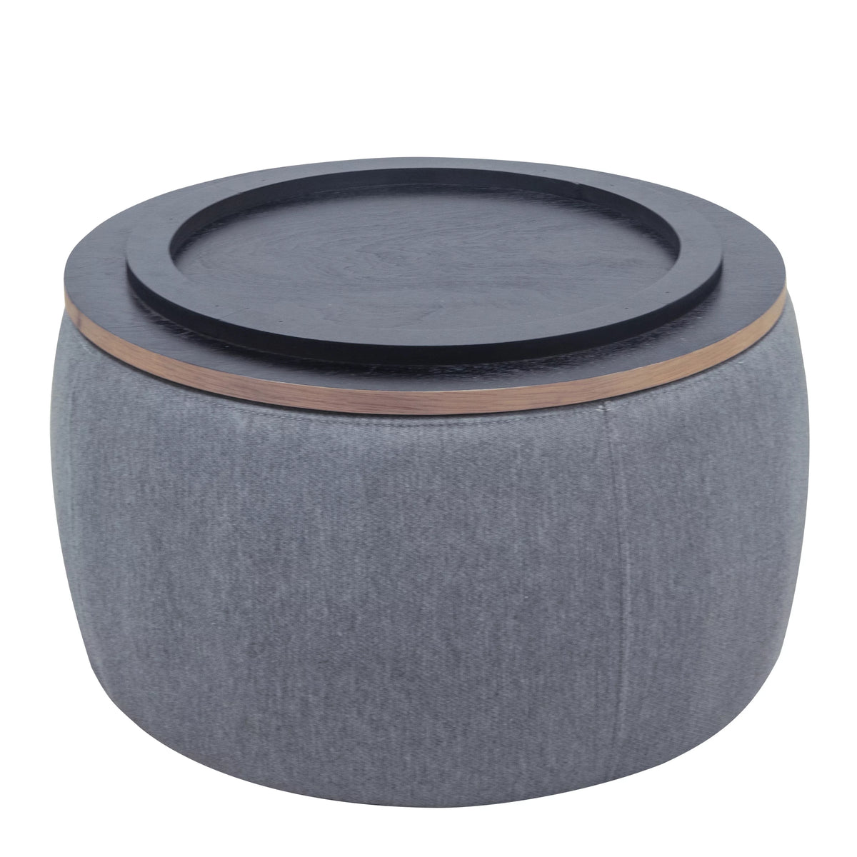 Dark Gray Round Storage Ottoman L22244