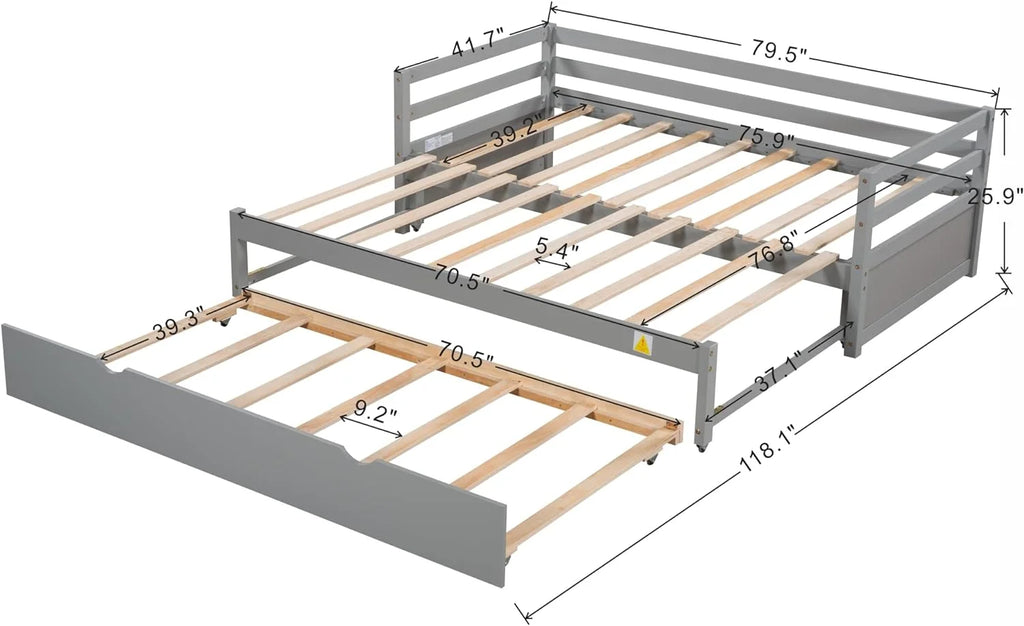 Grey Wood Daybed with Trundle Z189157