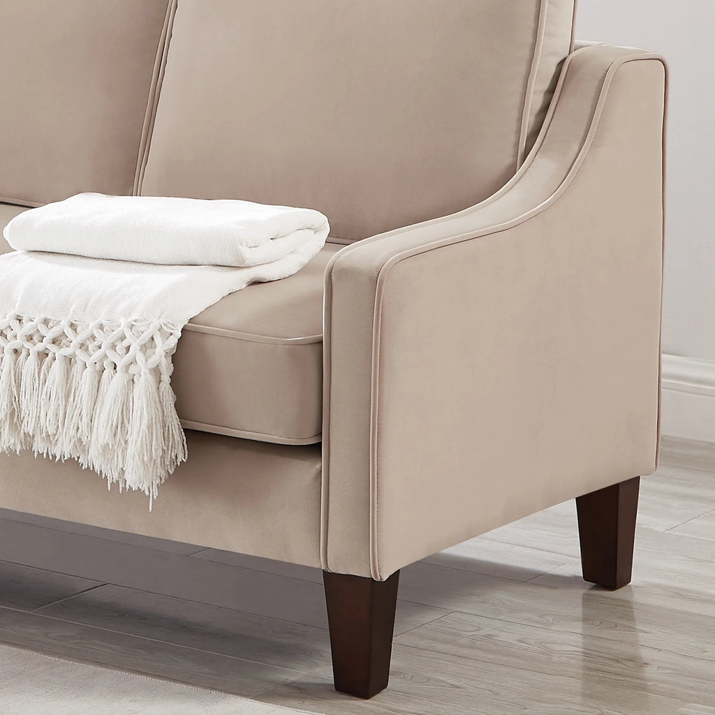 Taupe Velvet 3 Piece 3-Seat Sofa with Removable Cushions O2634