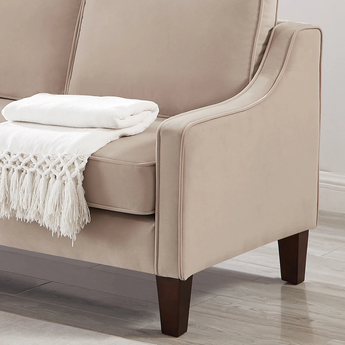 Taupe Velvet 3 Piece 3-Seat Sofa with Removable Cushions O2634