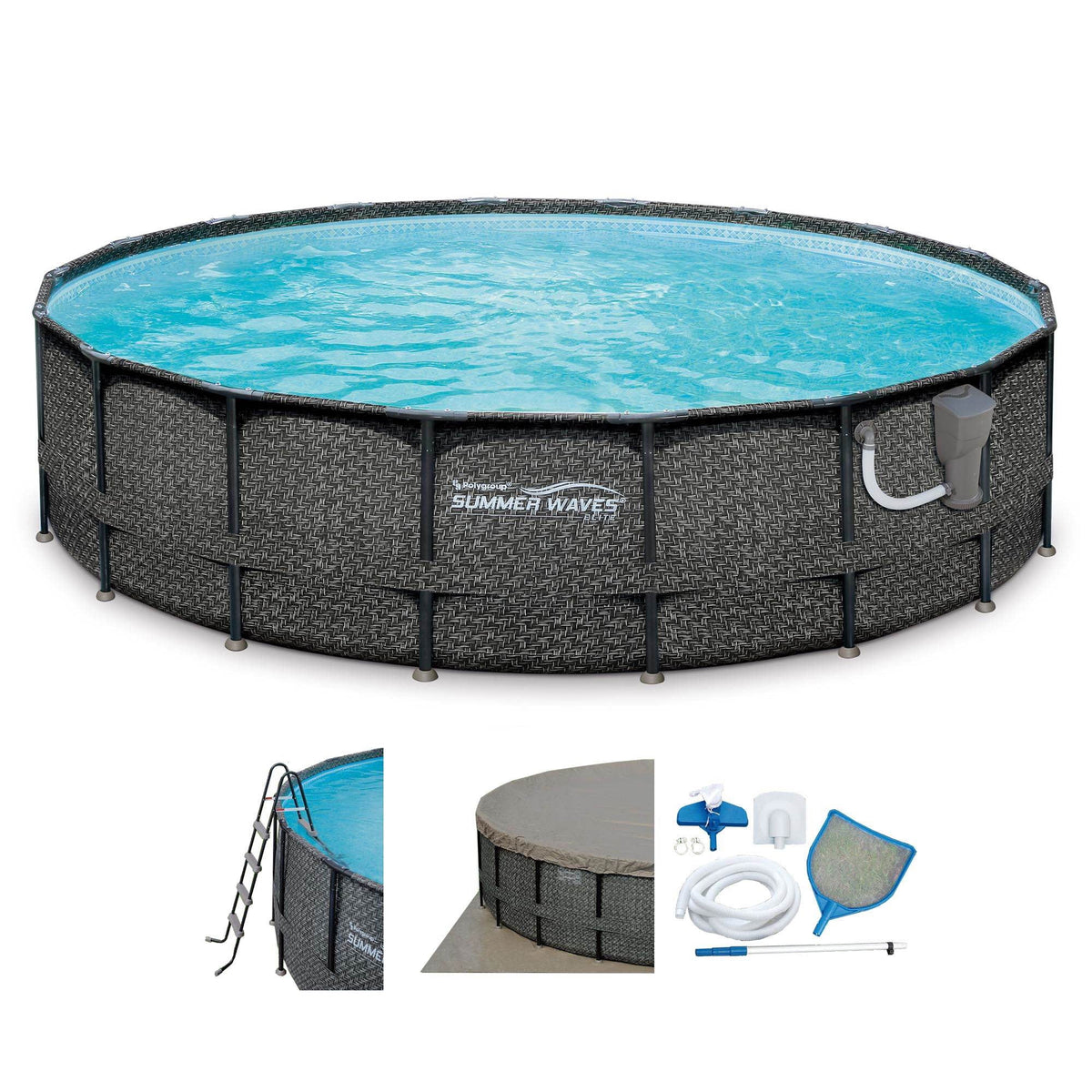 20ft x 48in Above Ground Frame Swimming Pool Set with Pump X876