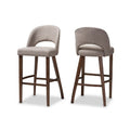 Light Grey Fabric Upholstered Wood Bar Stool Set of 2 A43628