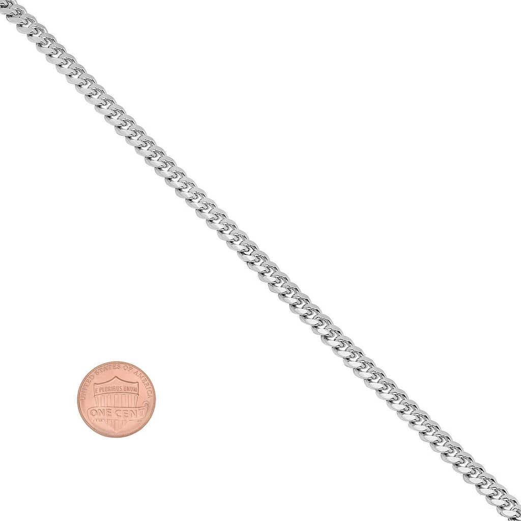 Rhodium Plated Flat Beveled Curb Choker Chain Necklace, 16 inches G938739