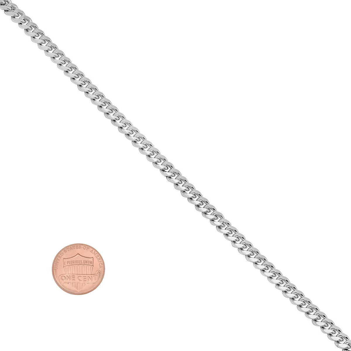 Rhodium Plated Flat Beveled Curb Choker Chain Necklace, 16 inches G938739