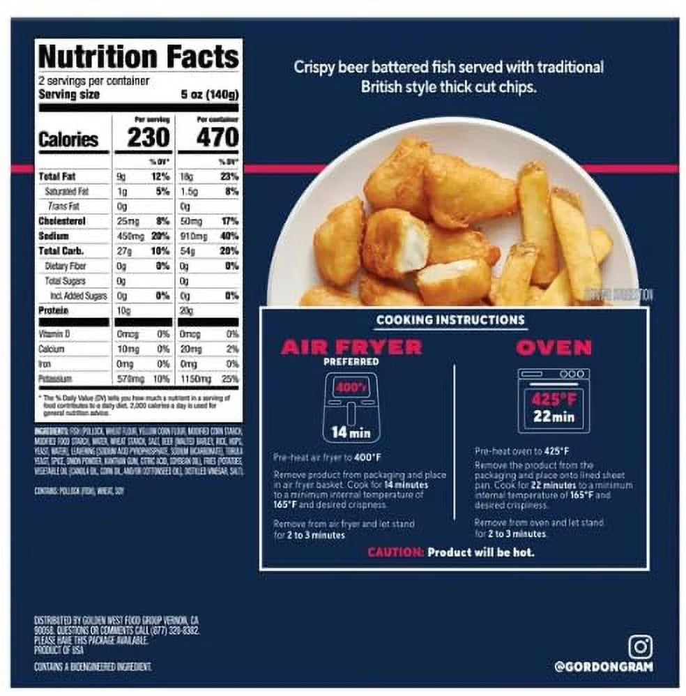 Fish and Chips Frozen Meals 9.5oz Pack of 10 H9945