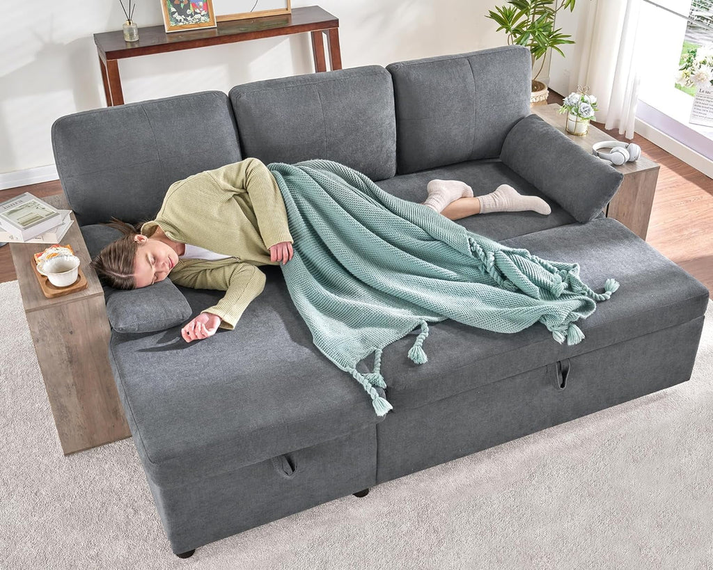 L Shape Sleeper Sofa with Storage Chaise E410489