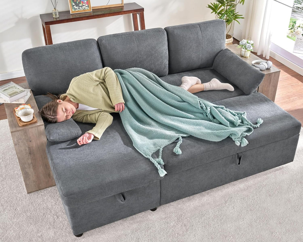 L Shape Sleeper Sofa with Storage Chaise E410489