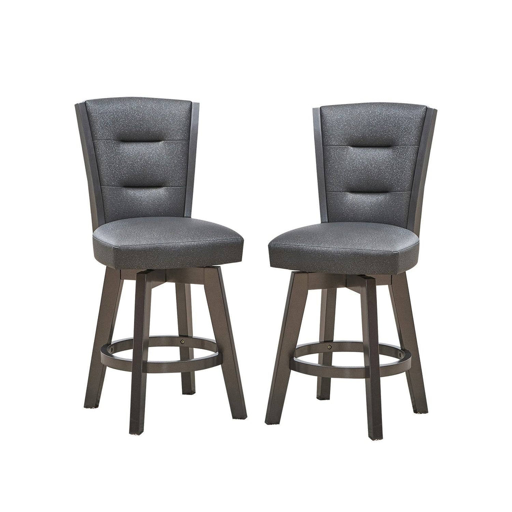 Glitter Grey Faux Leather Bar Chairs, Set of 2 T80021