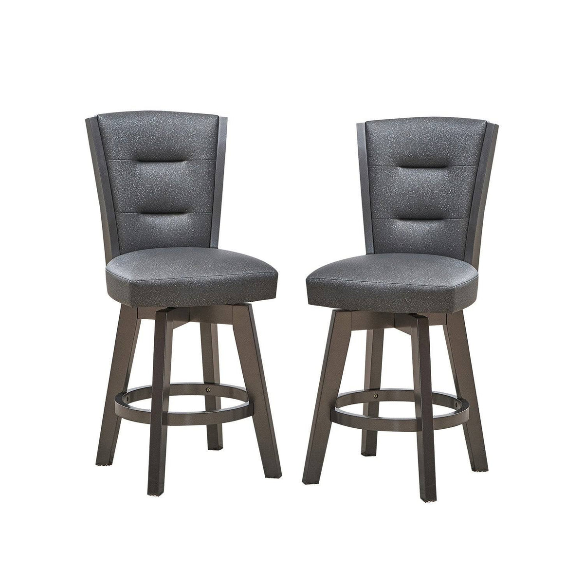 Glitter Grey Faux Leather Bar Chairs, Set of 2 T80021