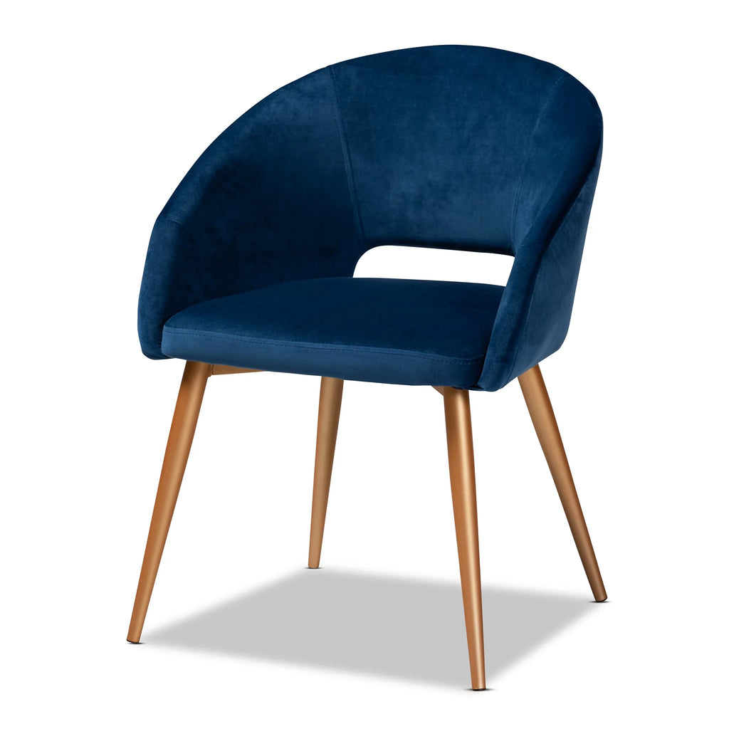 Navy Blue Velvet Upholstered Dining Chair I532567