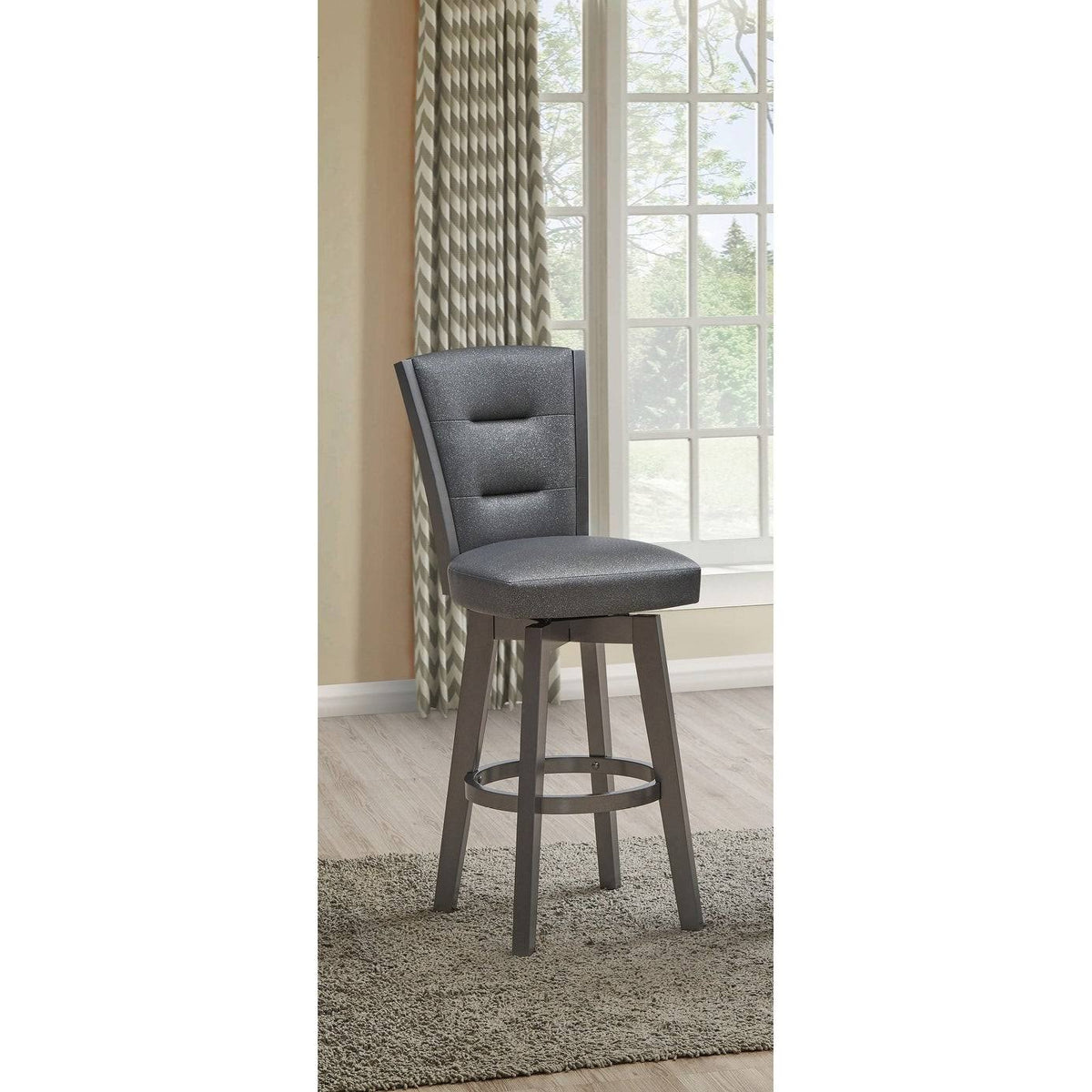 Glitter Grey Faux Leather Bar Chairs, Set of 2 T80021