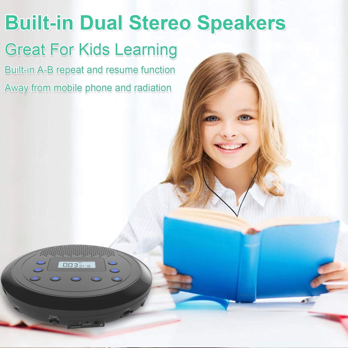 Portable CD Player with Built-in Speakers, Headphones, Pack of 2 O651