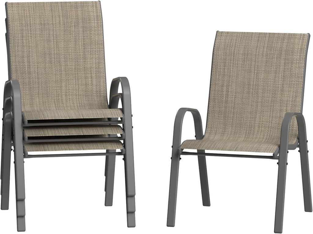 Brown Set of 4 Stackable Patio Chairs X817146