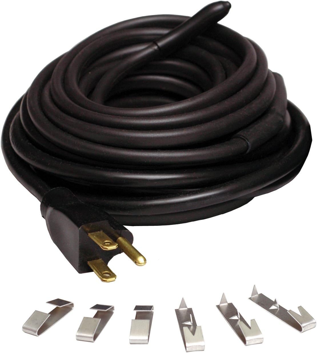100' Black Electric Heating Cord with 3 Prong Plug F374720