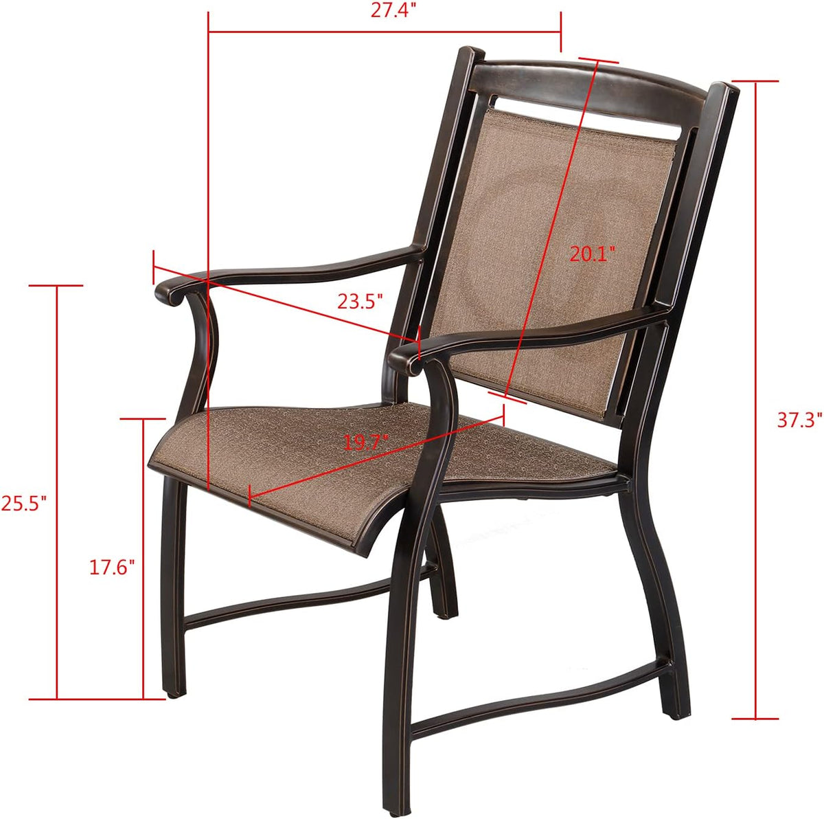 Cast Aluminum Outdoor Dining Chairs Set of 4 I3843
