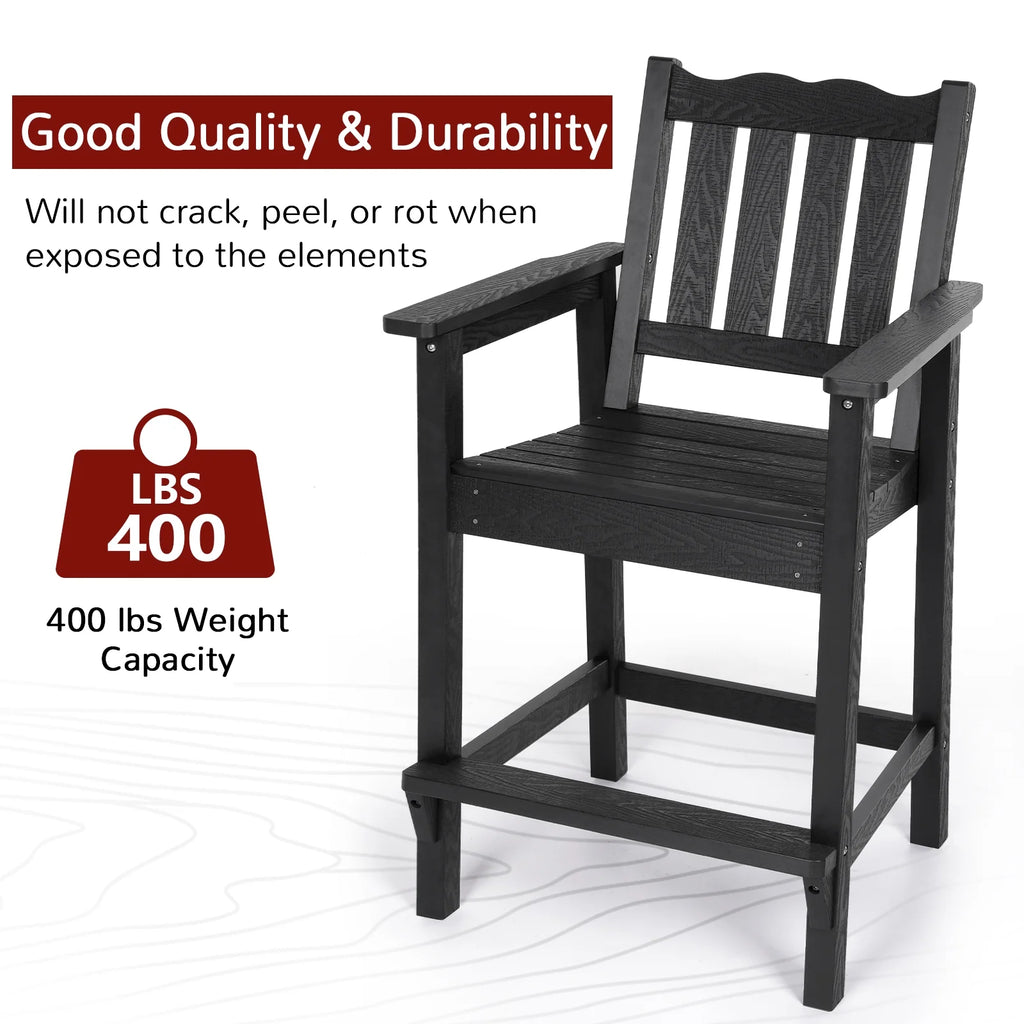 Black HIPS Adirondack Chairs Set of 2 with Connecting Tray H522