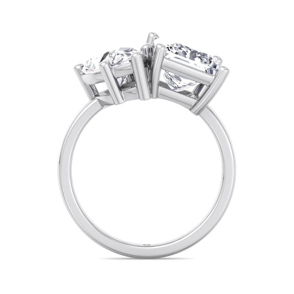 Moissanite Pear & Princess Cut Lab Diamond Two Stone Engagement Ring M9663