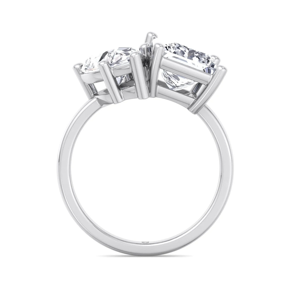 Moissanite Pear & Princess Cut Lab Diamond Two Stone Engagement Ring M9663