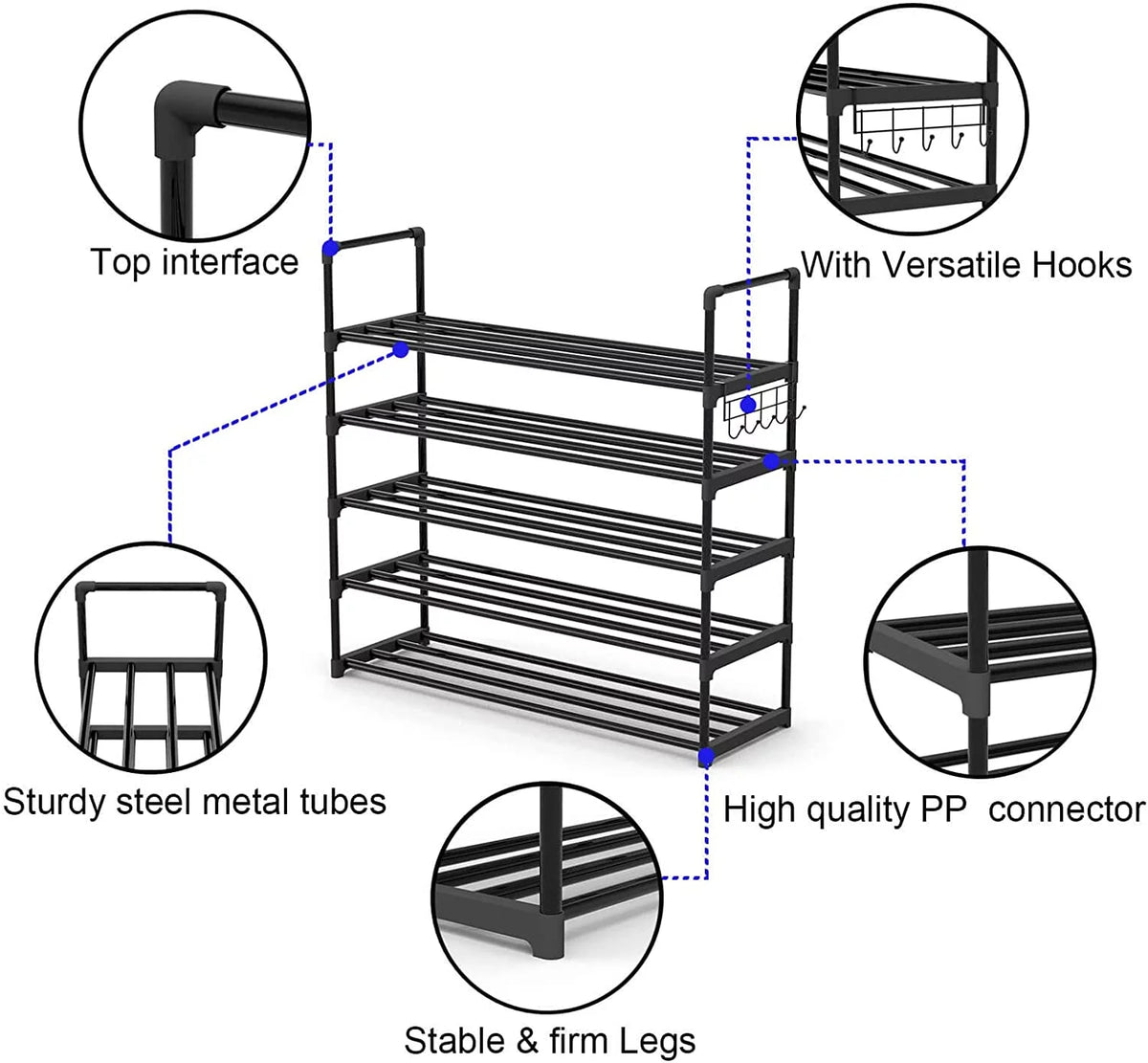5-Tiers Stackable Shoe Rack Z3249