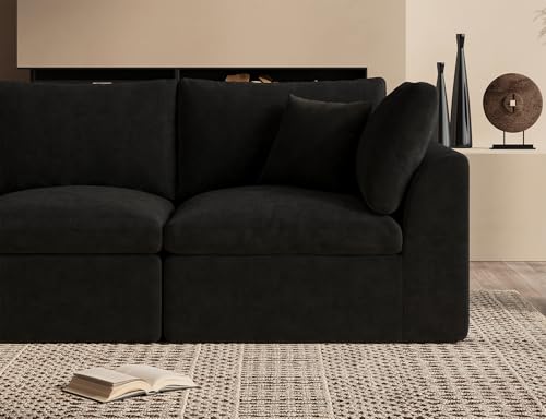 110" Warm White L-Shape Sectional Sofa with Ottoman E6622