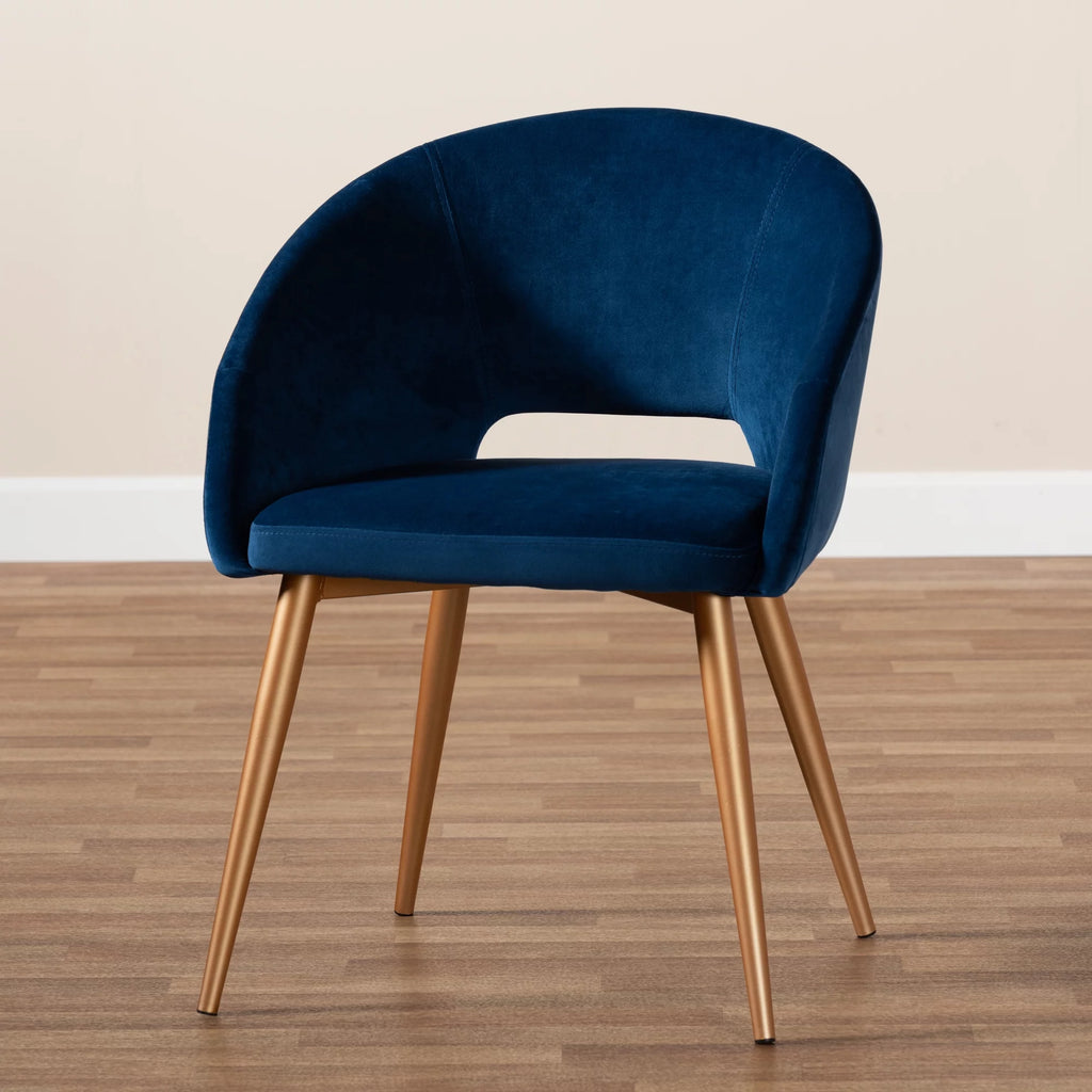 Navy Blue Velvet Upholstered Dining Chair I532567