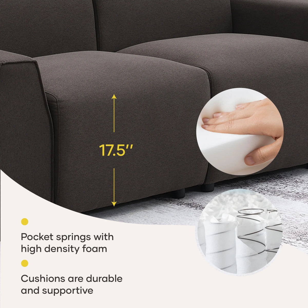 70" Linen Fabric 3 Seater Sofa with Wide Armrests X9558