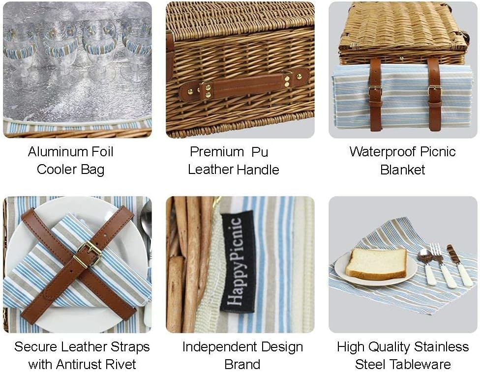 Wicker Picnic Basket Set for 4 Persons E6530
