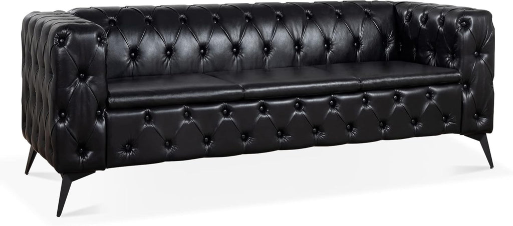 Comfy Couch Traditional Square Arm Sofa 84.06 Inch Width Removable Cushion 3 Seater I1412