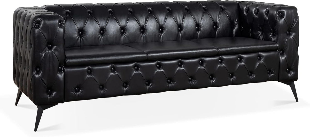 Comfy Couch Traditional Square Arm Sofa 84.06 Inch Width Removable Cushion 3 Seater I1412