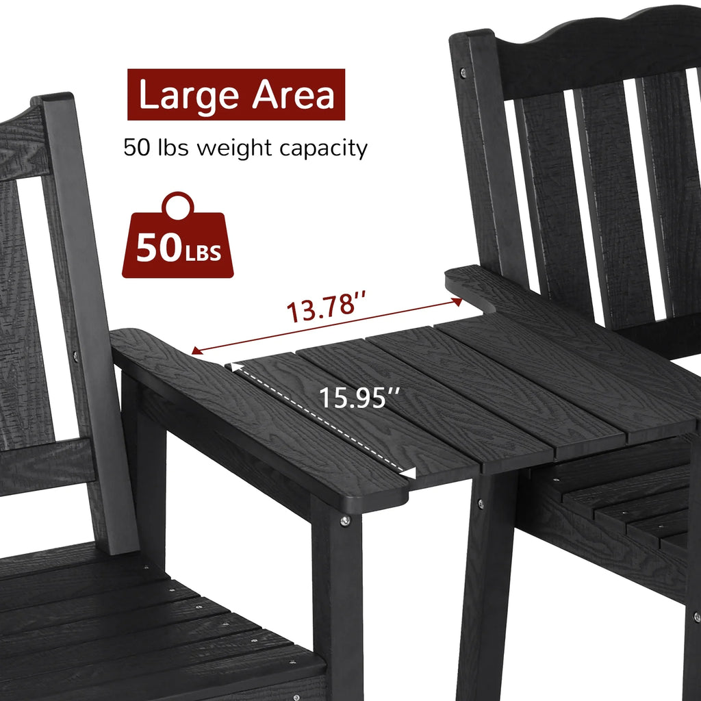 Black HIPS Adirondack Chairs Set of 2 with Connecting Tray H522