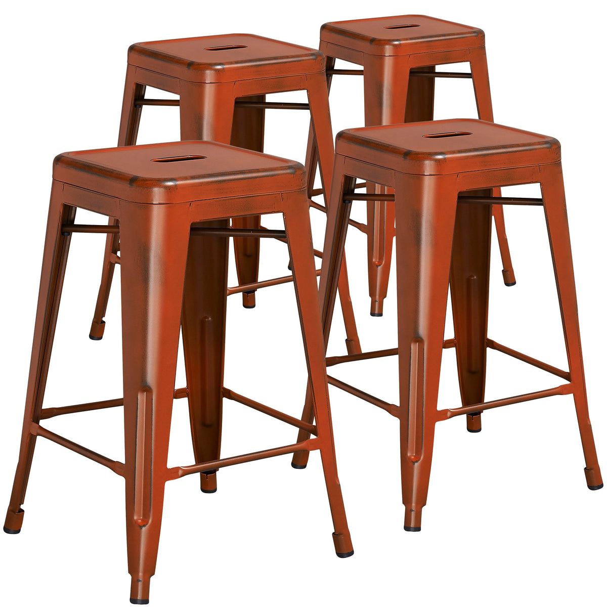 Orange Counter Height Stool Set of 4 K712467