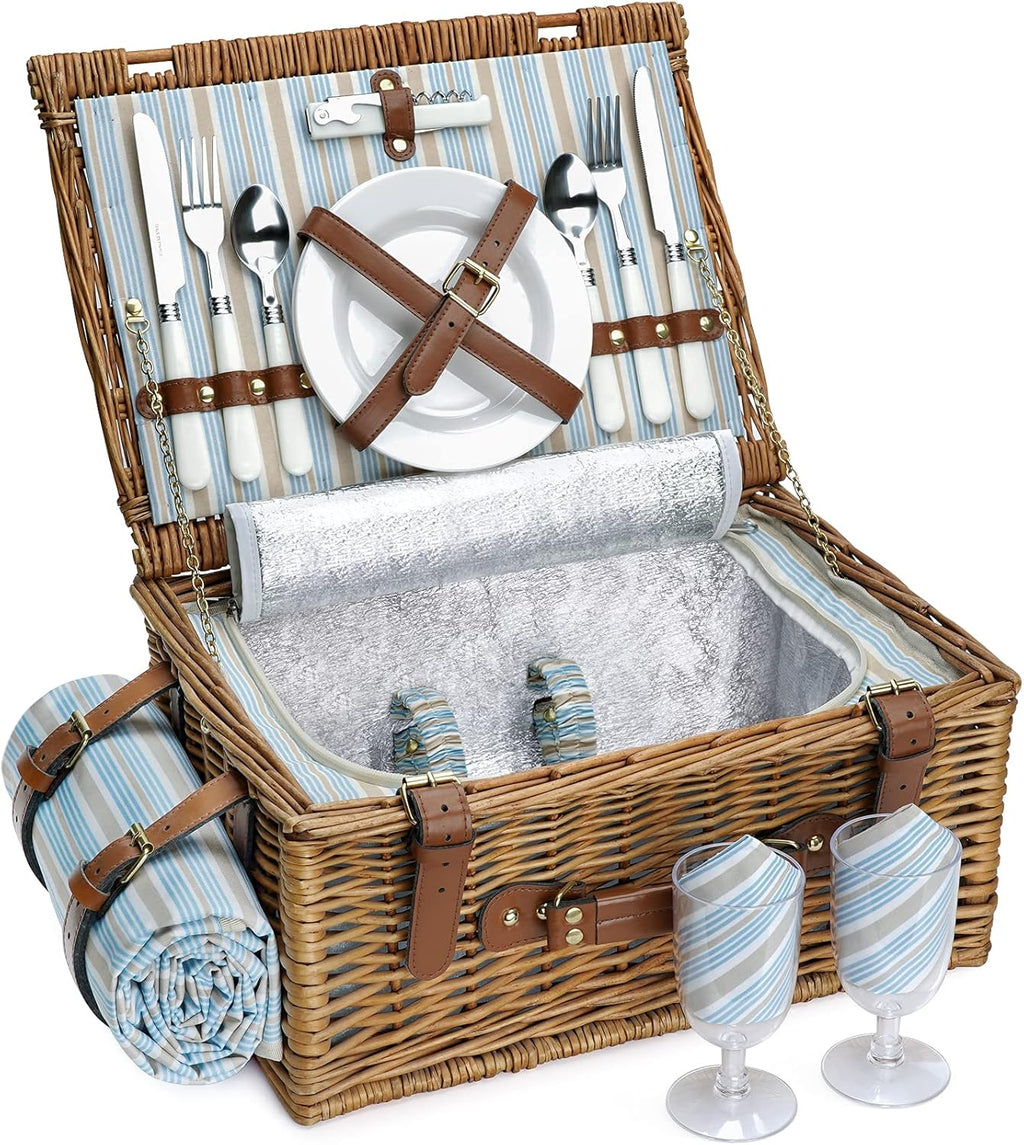 Wicker Picnic Basket Set for 4 Persons E6530