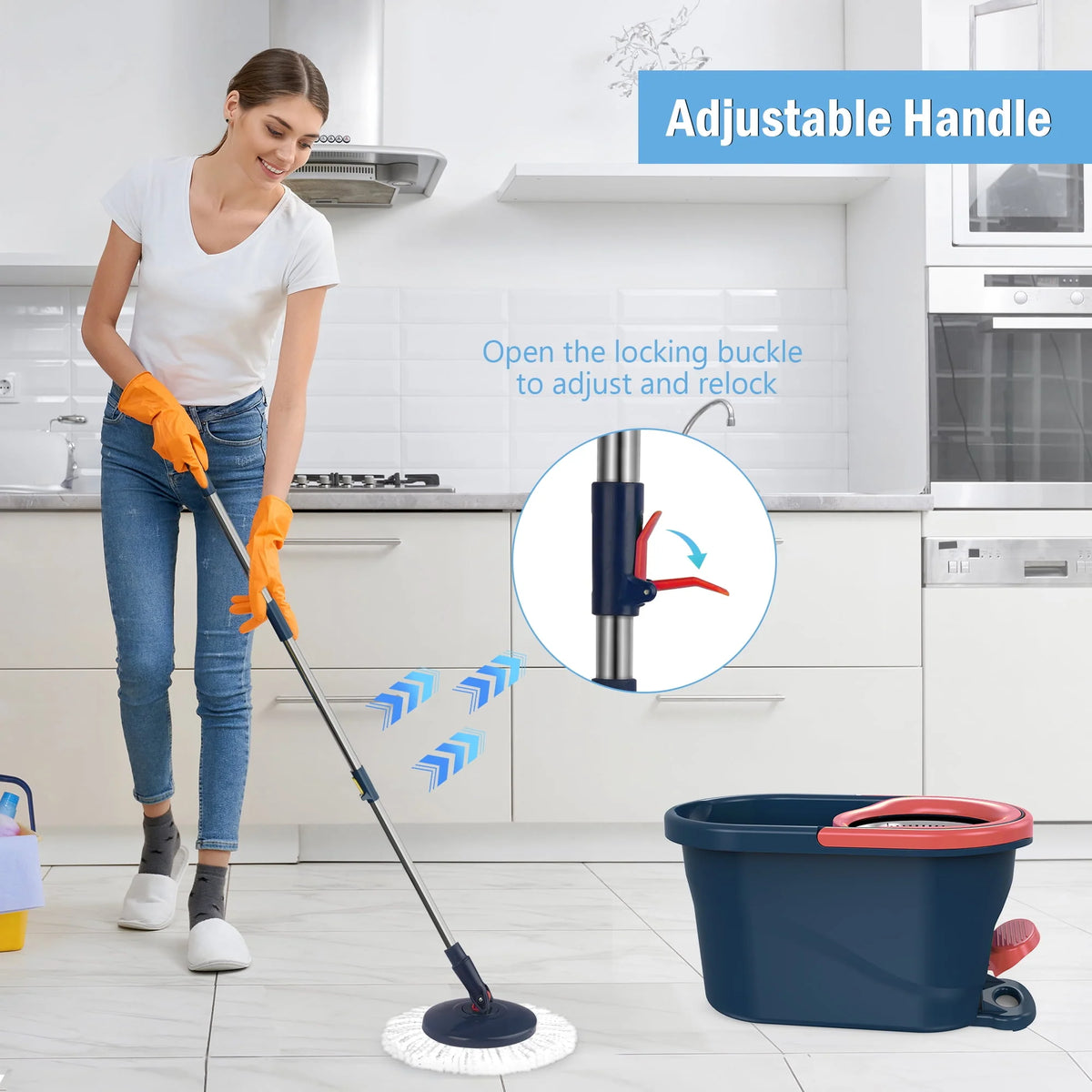 Green Spin Mop and Bucket with Wringer Set E911