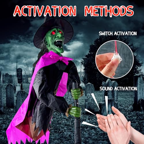 10.5FT Animated Flying Witch Halloween Decoration N726