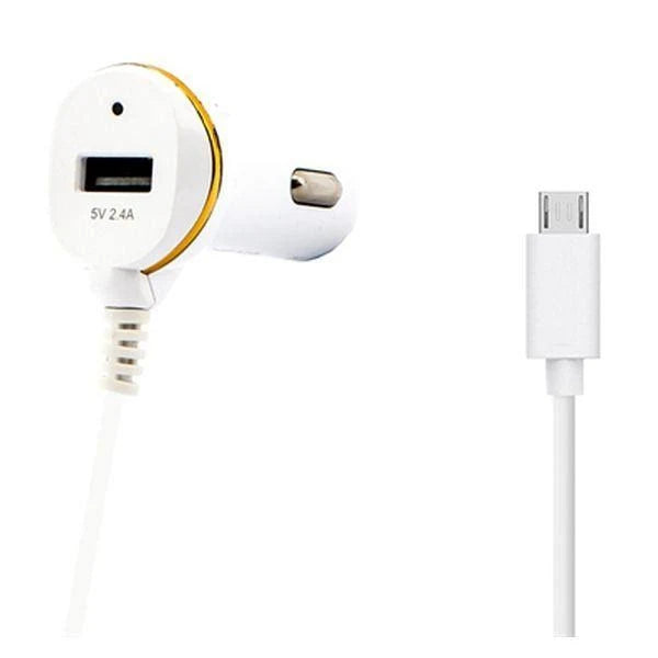 USB Micro USB White Car Charger X36976