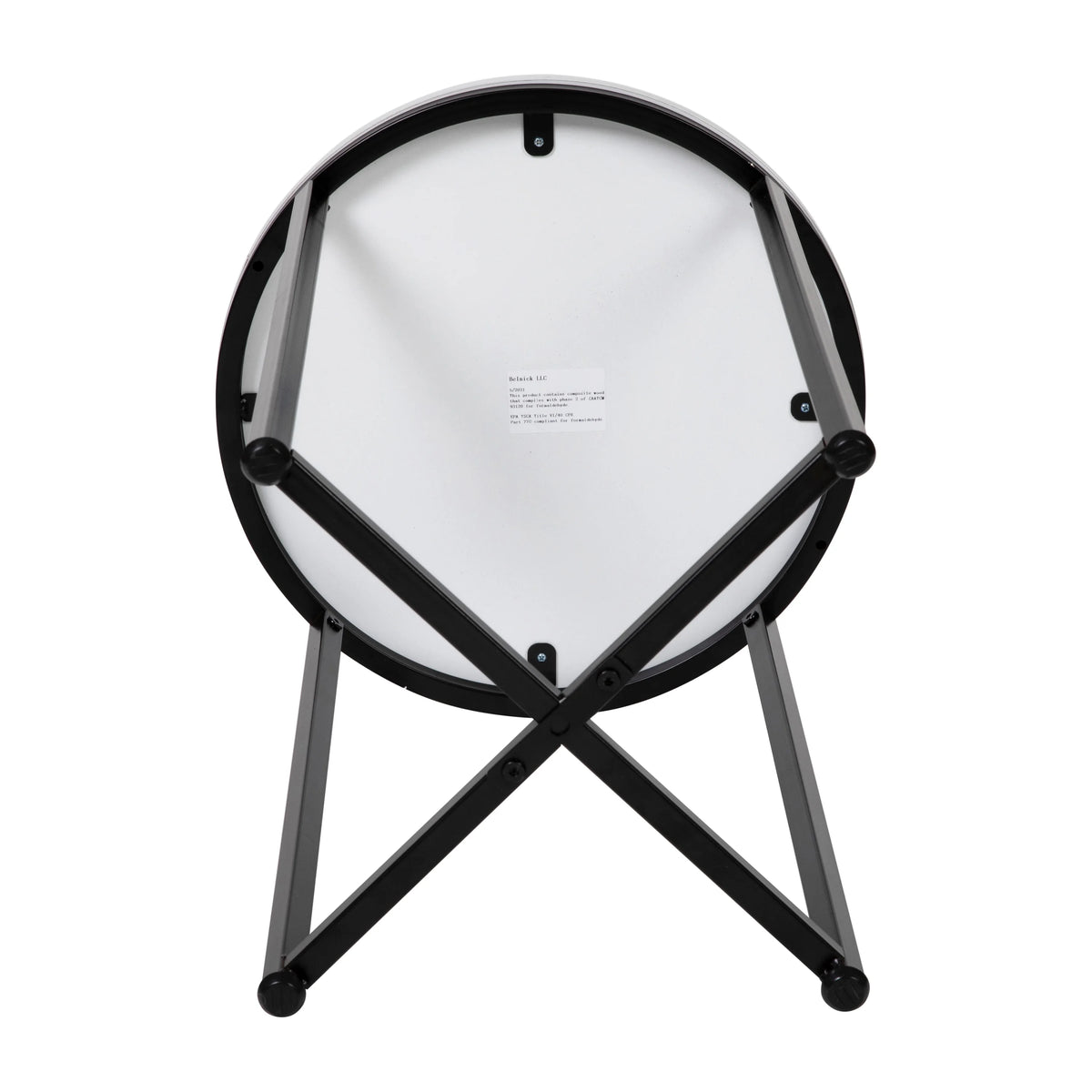 Modern End Table with Black Metal Frame and White Laminate Top L90837