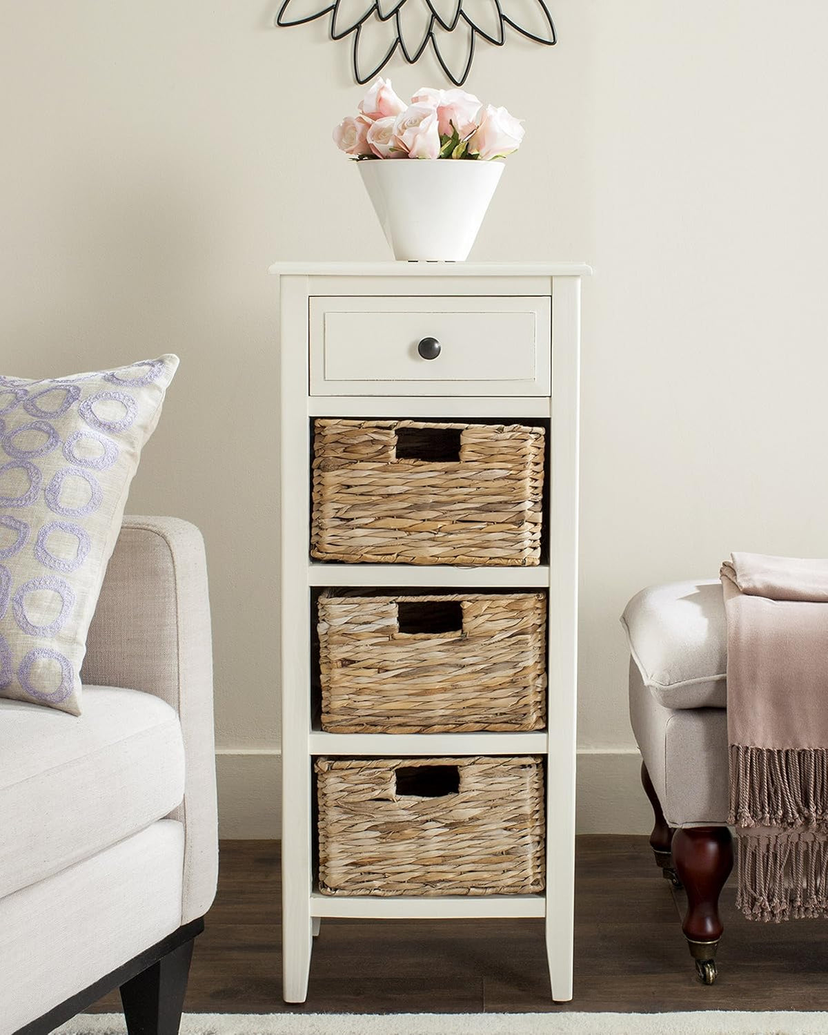 Distressed White Side Table V46191